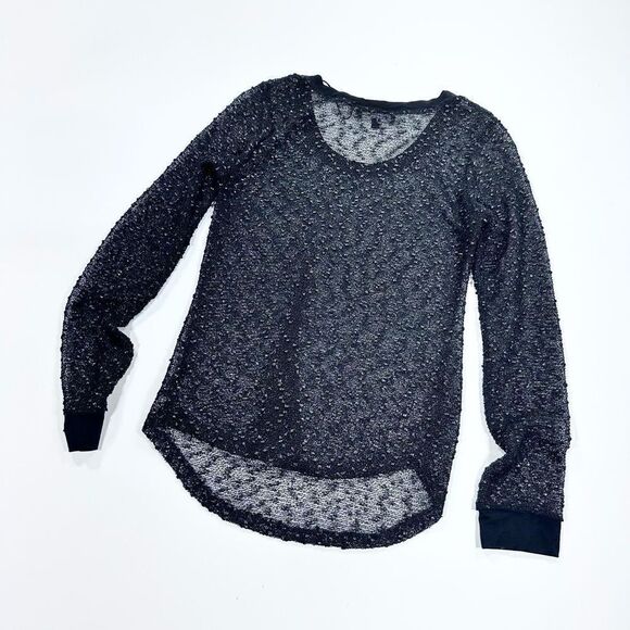 Sanctuary black and gold sheer long sleeve top L - Picture 2 of 10